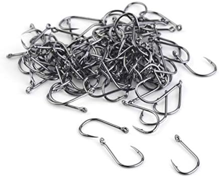 Kmtar 100 Pcs High Carbon Steel Fishing Bait Hook Universal Fishhook Durable Barbed Hook with Box Fish Tackle Accessories