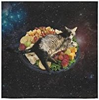 Universe Space Scary Cool Galaxy Cat With Fruit Thin Soft Towel 13"x13"(One-sided Printing)