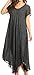 Sakkas 15802 - Lila Freckled Dyed Cap Sleeve Scoopneck Long Caftan Dress/Cover up - Black - OS