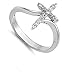 Sterling Silver Women's Clear CZ Cross Ring Unique 925 Band 15mm New Size 7