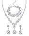 FUNRUN JEWELRY Wedding Bridal Crystal Jewelry Set for Women Teardrop Statement Necklace Bracelets Earrings Set
