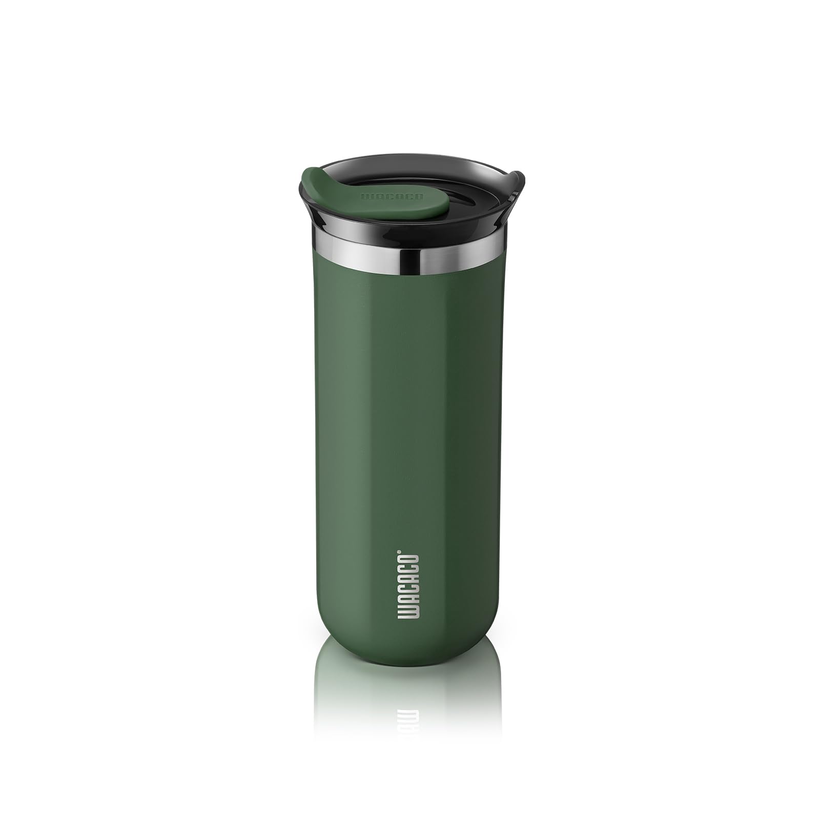 WACACO Octaroma Grande Vacuum Insulated Coffee Mug, Double-Wall Stainless Steel Travel Tumbler with Drinking Lid, 15 fl oz (435ml), Green