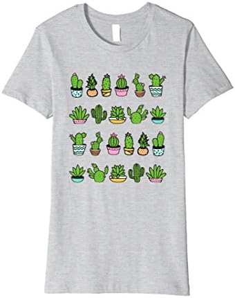 Womens Cute Cactus Succulent T-Shirt Large Heather Grey