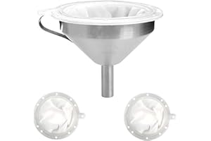 BUYGOO Stainless Steel Funnel - 5 Inch Kitchen Funnel with 200 Mesh and 400 Mesh Filters for Liquid, Oil, Juice, Coffee, Wine