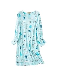 Piyamas de algodón para mujer con mangas largas, camisón para dormir, Vestido con impresiones