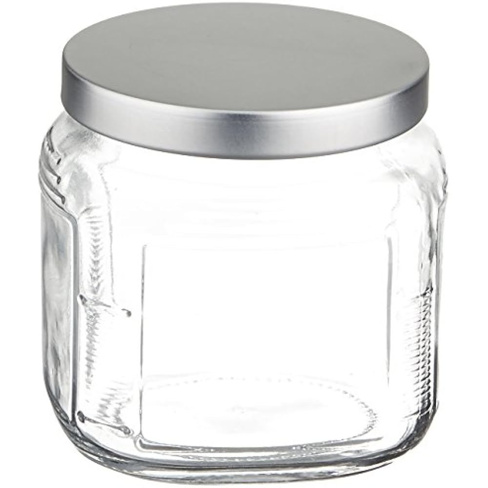 Anchor Hocking 16Ounce Glass Cracker Jar With Brushed Aluminum Push