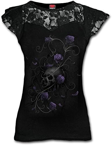 Entwined Skull - Womens Lace Layered Cap Sleeve Top