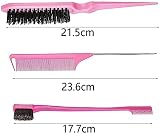 Aeuezxx 3 Pieces Hair Styling Comb Set Pink Double Sided Edge Brush Rat Tail view 2