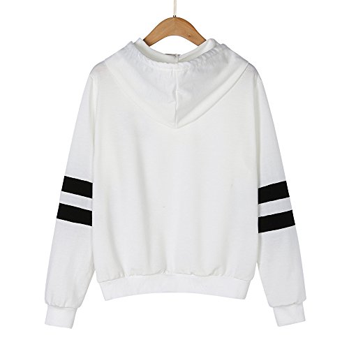 HIRIRI Women Print Blouse Striped Loose Sweatshirt Teen Girls Casual Long Sleeve Tops Hoodies White - Thumbnail 4