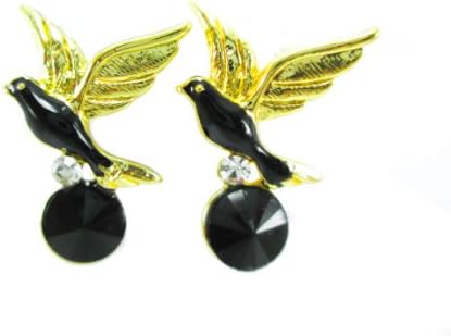 12 Thaipradub Jewelry Stainless Steel Small Black Bird Drop Dangle Earrings Birdie Fowl