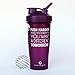 GOMOYO Motivational Quotes on Blender Bottle Brand Shaker Bottles, 20oz and 28oz, Fitness Gift (Push Harder - 28oz - Plum)