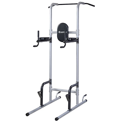 Goplus Chin Up Power Tower Rack Pull Up Stand Bar Leg Raise Home Gym Workout Weight Barbell