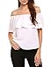Sherosa Womens Blouses Flowy Off The Shoulder Tops Summer Loose Ruffle Shirts 2020, White M