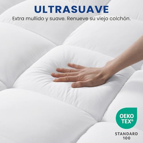 DUANDUAN Mattress Topper 90 x 190 cm – Soft Mattress Topper with 900 g/m² Microfibre Filling – Mattress Cover for 10-30 cm Mattresses – Machine Washable