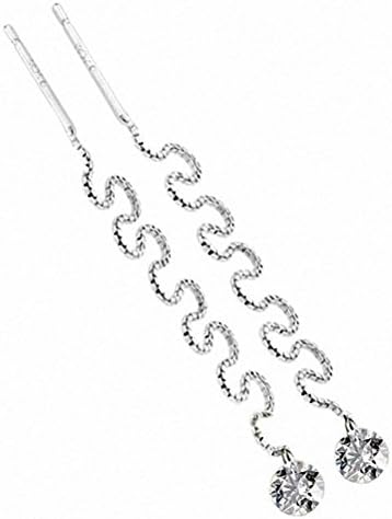 Luxury on Sale Clear Girls Silver Earring Zirconia Diamond Long Big Pull Through Earring for Women
