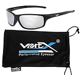 VertX Men's Polarized Sunglasses Sport Cycling Running Outdoor w/ free Microfiber Pouch – Black Frame Silver Lens