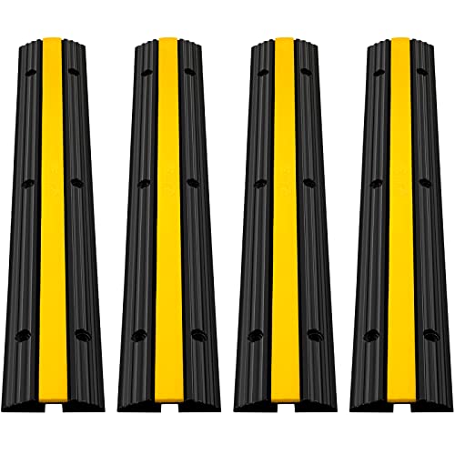 Happybuy 4 Pack of 1-Channel Rubber Cable Protector Ramps Heavy Duty 18000Lbs L…