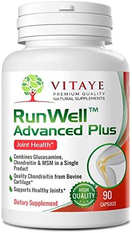 Vitaye RunWell Advanced Plus Combines Glucosamine, Chondroitin & MSM for Complete Joint Health, 90 Count Capsules