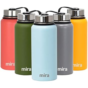 MIRA 32 oz Stainless Steel Vacuum Insulated Wide Mouth Water Bottle | Thermos Keeps Cold for 24 hours, Hot for 12 hours | Double Wall Powder Coated Travel Flask | Pearl Blue