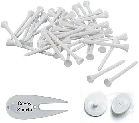 105 Tall Golf Tees (3 1/4 Inches) Bundled with 2 Ball Markers and 1 Divot Fixer (Covey Sports)