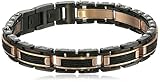 Men's Two-tone Stainless Steel Black Cable Inlay Bracelet