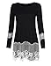 Leadingstar Women’s Long Sleeve Crew Neck Lace Hem Patchwork Loose Casual Dress