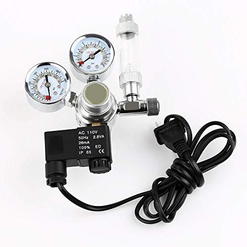 CO2 Regulator for Aquarium CO2 Decompression Table Dual Pressure Gauge Bubble Counter and Solenoid Valve Included Premium 3FT Tube & 2 Suction Cup (Renewed)