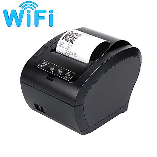 WiFi POS Receipt Printer, MUNBYN White 80mm Direct Thermal Printer with USB Serial Ethernet,Support Android iOS Windows PC 300mm/sec Wireless Printing ESC/POS