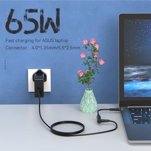 shefor 65W Laptop Charger Compatible with ASUS VivoBook ZenBook 14 15 17 E203M E406M E410M X540S X540L X540 UX305 F555 19V 3.42A Power Adapter