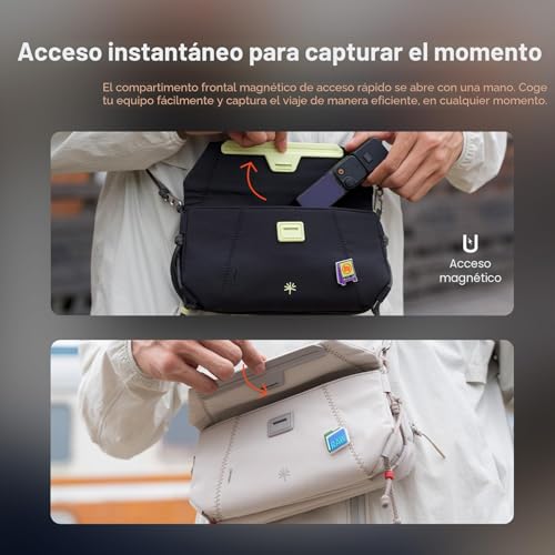 PGYTECH OneGo Pocket Shoulder Bag, Actioncam/Mobile Shoulder Bag | Daily Casual Style, Sandwich Compartments Design, Quick Magnetic Closure, Durable Lightweight Fabric, YKK Zipper, White