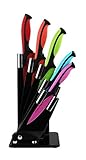 Kitchen Knife Block Set With Colour Coding - 5 Piece Coloured Knives Set - By Nuovva