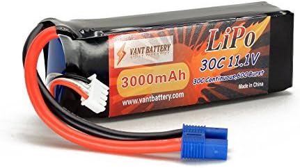 11.1V 3000mAh 3S Cell 30C-60C LiPo Battery Pack w/ EC3 (EC-3) Connector Plug (Airplane Helicopter Quadcopter Multirotor Drone UAV FPV 3S3000-30-EC3 EFLB30003S30) by Vant Battery
