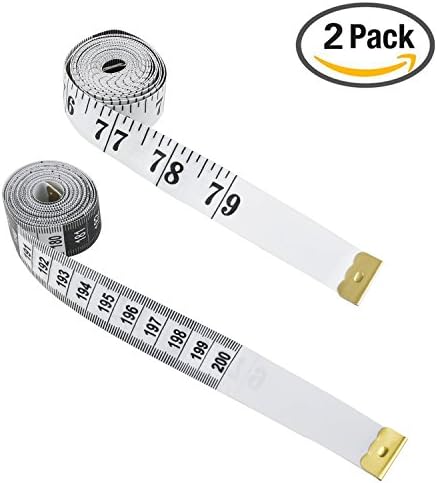 Cordliya 2pcs Soft Tape Measure 79 Inch/200cm Double-Scale Durable Tape Measuring Flexible Ruler for Body Measurement Sewing Tailor Cloth Ruler (White)