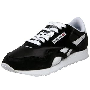 Image of Reebok Women's Classic Nylon Sneaker, Black/White, 7.5 M US