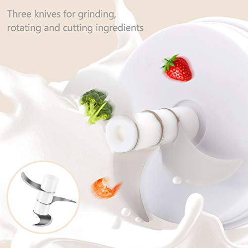 Huasida Mini Food Chopper Small Food Processor Mincer Blender Suitable for Onions Garlic Vegetables Nuts Baby Food (White, 250ml)