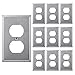 [10 Pack] BESTTEN Duplex Receptcle Metal Wall Plate, 304SS Material, 1 Gang Standard Industrial Stainless Steel Outlet Cover, Durable Corrosion Resistant, Silver primary