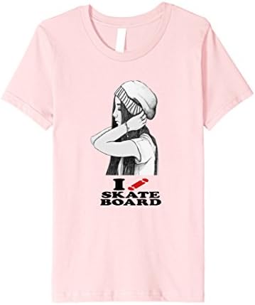 Kids skateboard t-shirt tshirt i love skateboard 6 Pink