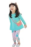 Theplus Girls Cartoon Printed Long Sleeve Tops & Leggings Pant Sets
