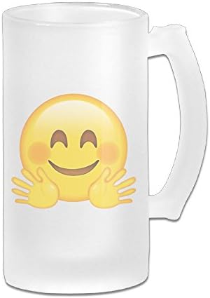 Hugging Face Emoji Mom Gift 16 Oz Frosted Glass Stein Wine Beer Mug