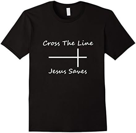 Men's "MADDOG Designs": "Cross The Line Jesus Saves" T-Shirt 2XL Black