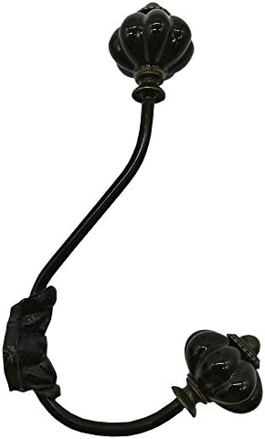 WISHAVE Creative Curtain Hooks Ceramic Pumpkin Decorative Clothes Coat Hat Wall Metal Hangers (Black)