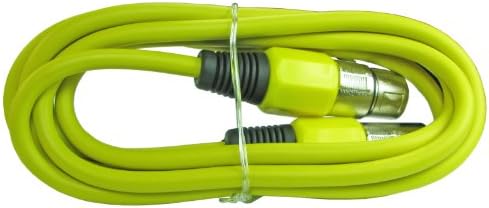 XLR Male to Female 3pin Mic Microphone Lo-z Extension Cable Cord (15 Foot Feet ft, Yellow)