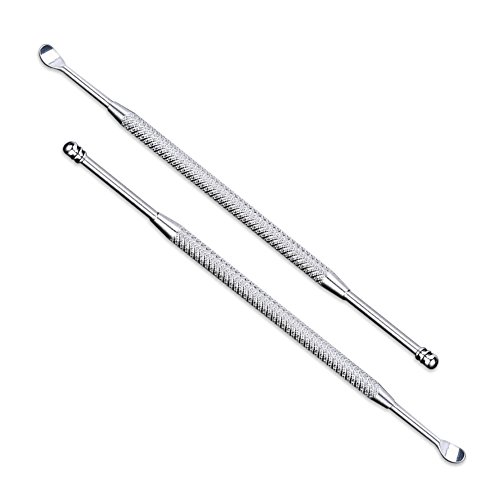 Eapi Ear Pick | 2pcs Portable Ear Wax Remover Curette Set with Spoon Design | Safe Lightweight Non-Slip Handle Stainless Steel for Home Doctor Office Medical Clinic Hospital | 1340