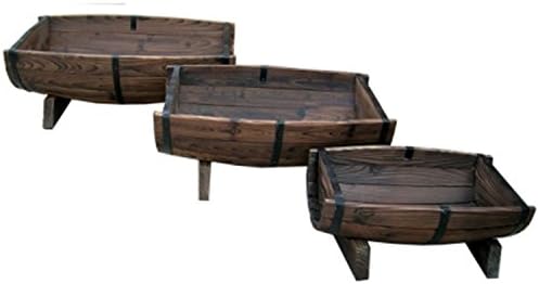 Set of 3 - Half Barrel Wood Planters