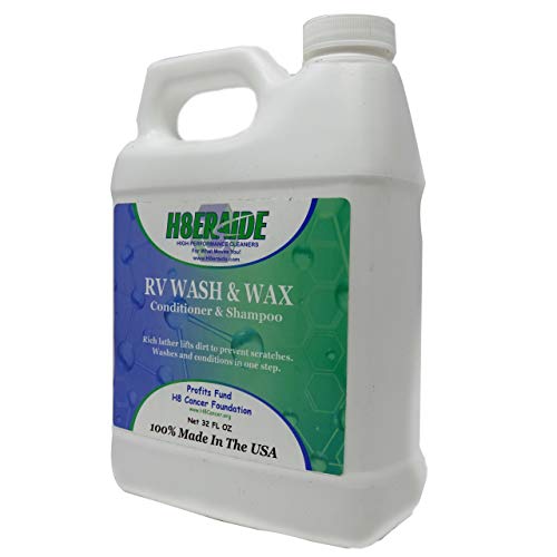 H8eraide RV Wash and Wax 32oz - 100% Biodegradable - Advanced Formula Sheets Water and Improves Drying- Premium RV Wash and Wax for Fiberglass - Makes 32 Gallons of RV Soap!