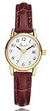Eamti Women's Easy Reader White Dial Brown Leather Strap Casual Analog Quartz Wrist Watches with Date
