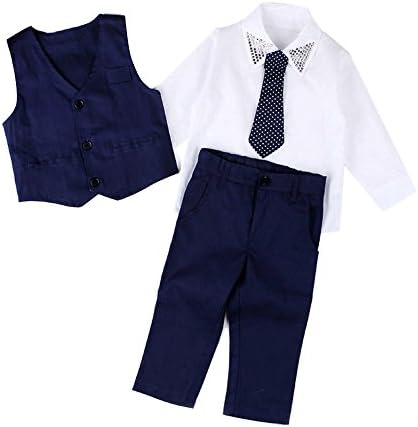 Baby Boys Wedding Suits, Qusital Kids Boy Shirts Waistcoat Long Pants Tie Gentleman Outfits