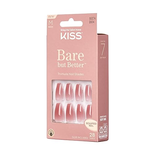 KISS Bare But Better TruNude Fake Nails Nude Nail Shades Manicure Set, 'Nude Nude', 28 Chip Proof, Smudge Proof Glue-On Nails - Image 2