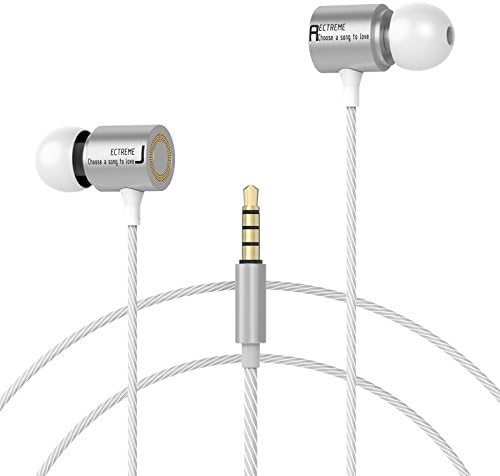 Ectreme Premium Quality Metal Wired Earphones Headphones, Noise Isolating Stereo Bass Earphones With Mic (Silver)