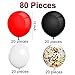 80 Pieces Pirate Party Balloons Set Confetti Balloons Latex Balloons for Birthday Baby Shower Wedding Graduation 4th of July Decorations, 12 Inch (Red, Black, White)